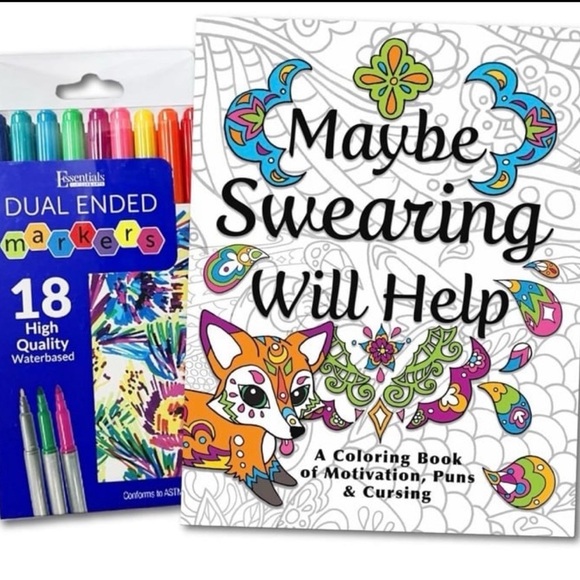 Maybe Swearing Will Help Adult Coloring Book & Markets Set for Adults Relaxation - Picture 1 of 4